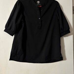Healing Hands Black Scrub Top Special Edition/Extra Button/Size M